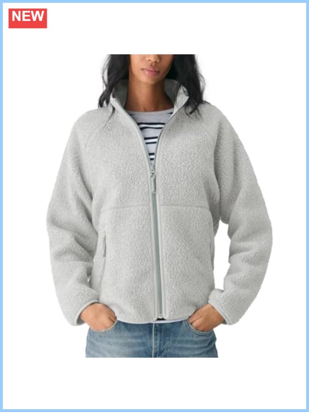 Women's Fuzzy Fleece Full Zip Jacket Sherpa Lined Warm Winter